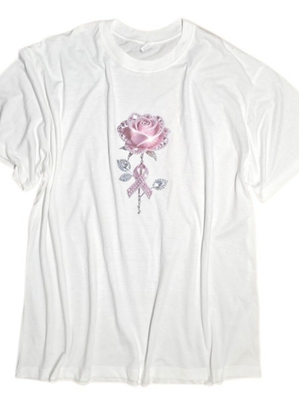 NEW 2XL Short-Sleeve Tee w/Pink Rose & Ribbon Graphic
